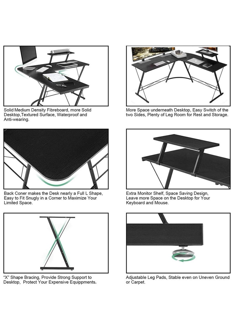 ZUIHAO L Shaped Corner Desk Home Office Workstation with Large Monitor Stand - Image 3