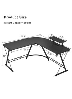 ZUIHAO L Shaped Corner Desk Home Office Workstation with Large Monitor Stand  - Image 5