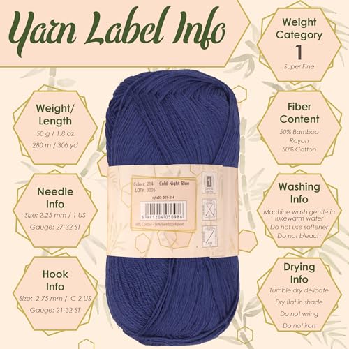 BambooMN JubileeYarn Baby Soft Bamboo Cotton Yarn - 50g/Skein - All 40 Colors - 40 Skeins - Image 5