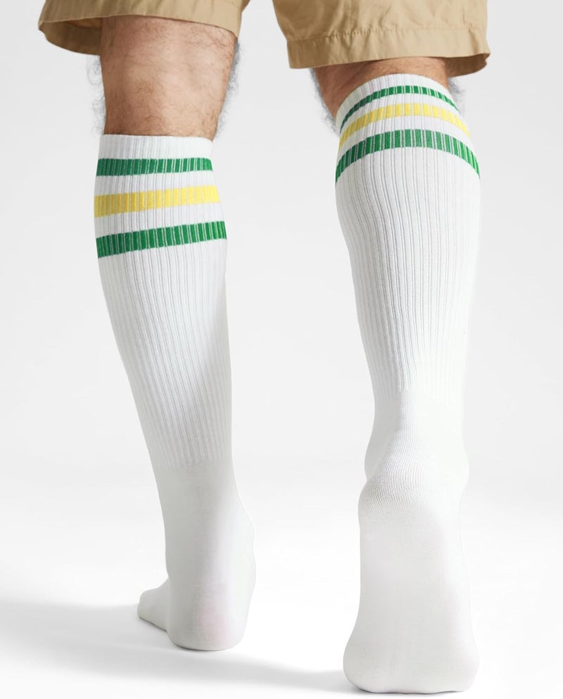 JOULLI White Knee High Retro Striped Tube Socks 1-3 Pairs - Image 3