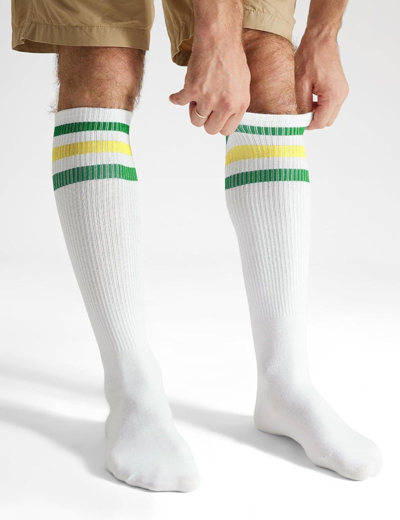 JOULLI White Knee High Retro Striped Tube Socks 1-3 Pairs - Image 4
