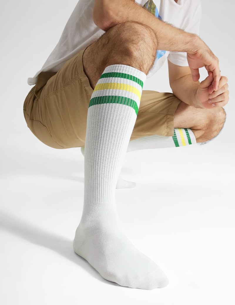 JOULLI White Knee High Retro Striped Tube Socks 1-3 Pairs - Image 5
