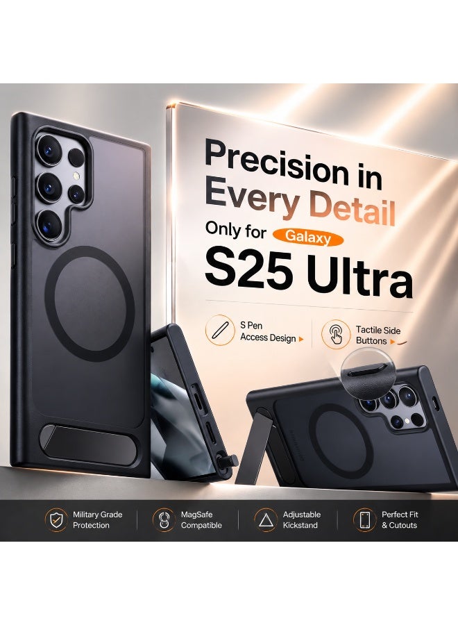 جراب مغناطيسي لهاتف Samsung Galaxy S25 Ultra مع حامل مدمج، يدعم الشحن اللاسلكي، تصميم نحيف مقاوم للصدمات مع منفذ S Pen - Image 1