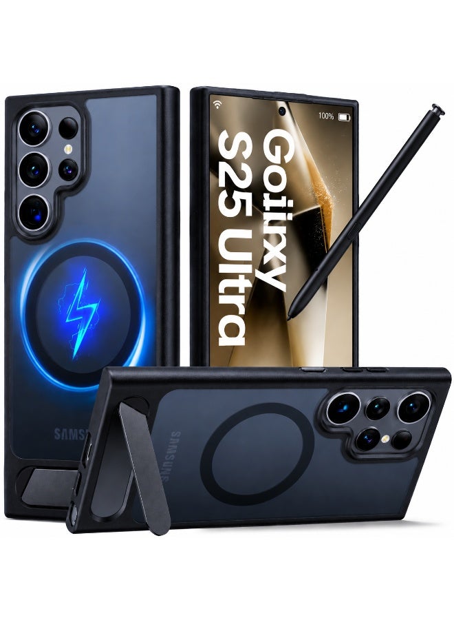 جراب مغناطيسي لهاتف Samsung Galaxy S25 Ultra مع حامل مدمج، يدعم الشحن اللاسلكي، تصميم نحيف مقاوم للصدمات مع منفذ S Pen - Image 2