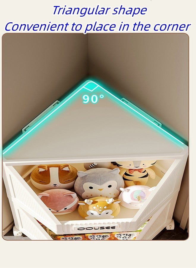 JCB CHIC 2-Tier Foldable Corner Shelf Stand ,  Corner Storage Rack Plastic Stackable Storage Bins with Wheels, Corner Display Rack Multipurpose Shelving Unit for Living Room, Bedroom, Bathroom - Image 5