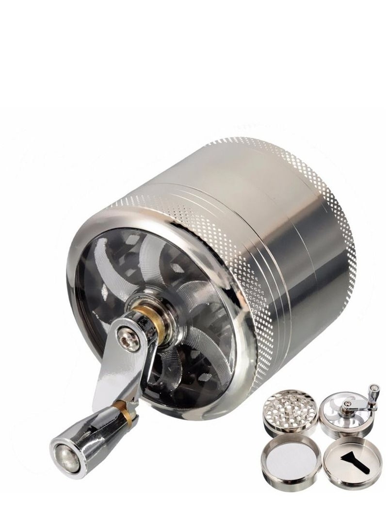 4 Layer Spice Crusher With Hand Crank Magnetic Lid
