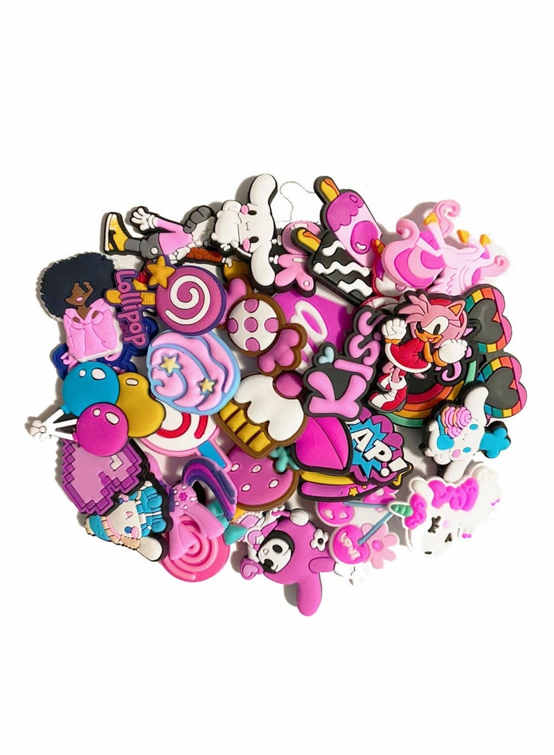 50 Pcs Random Shoe Decoration Charms Accessories, PVC Shoe Charms for Shoes  Bracelets Wristband Party Gifts for Adult Girls Women Kids - Image 1