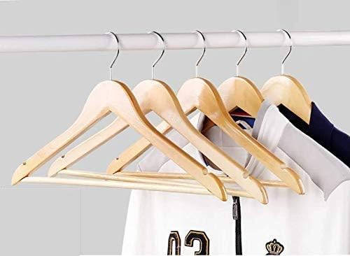 Barebeauty Solid Wood 360 Degree Swivel Chrome Garment Hangers with Non Slip Bar and Precisely Cut Notches Black Wooden Hanger (Beige Wood, 6), 6 Count - Image 5
