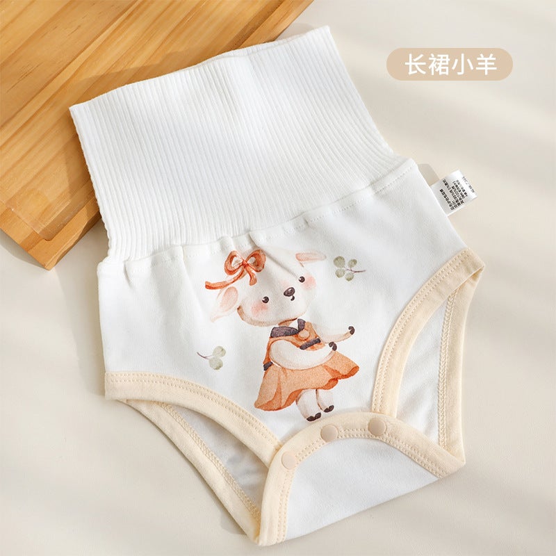 Baby High Waist Belly Protection Autumn and Winter Class A Knitted Cotton Newborn Navel Protection Anti-cold Artifact Baby Bag Fart Pants Lamb Long Skirt - Image 1