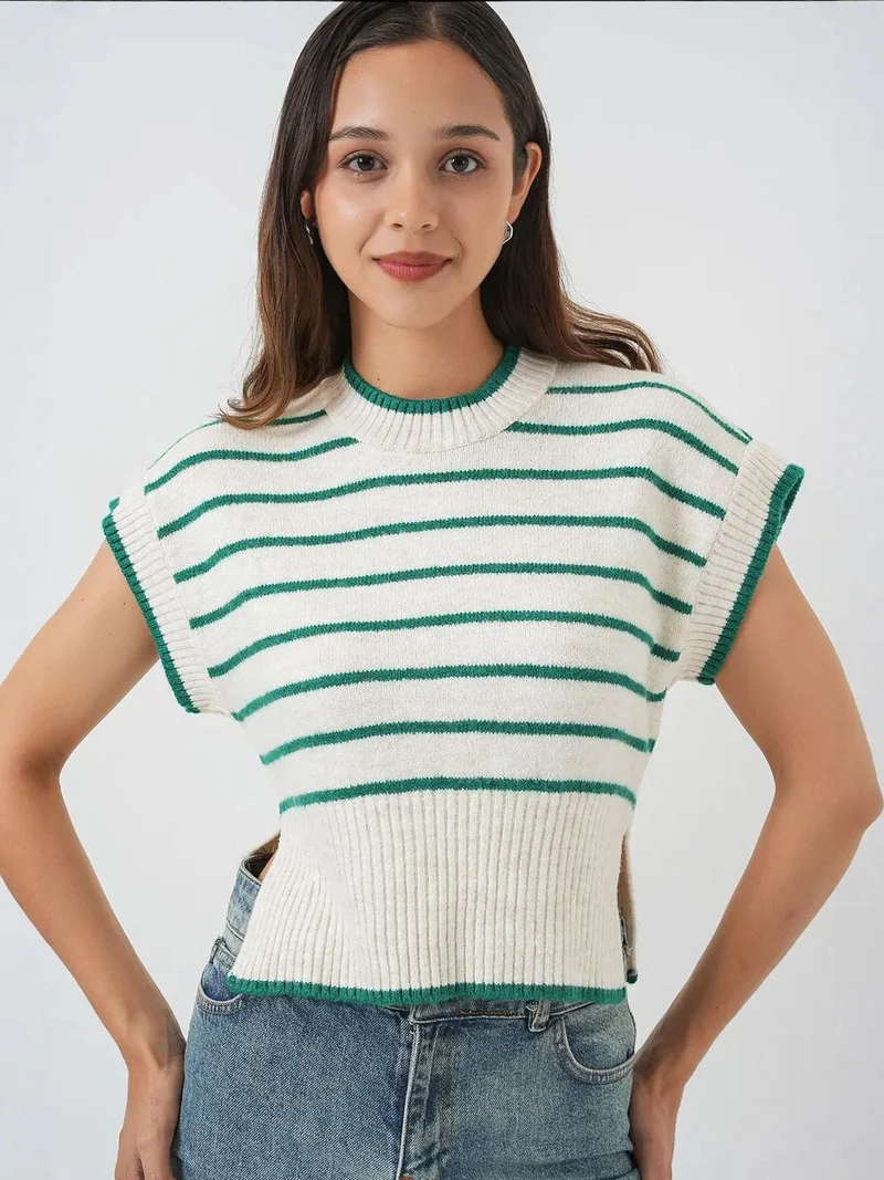 BIG DART BDART Striped Knit Sweater Vest