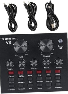 ELTRAZONE External Sound Card USB Live External Sound Mixer Board Voice Changer Sound Card with Multiple Sound Effects for Live Recording Home KTV Voice Chat  - Image 1