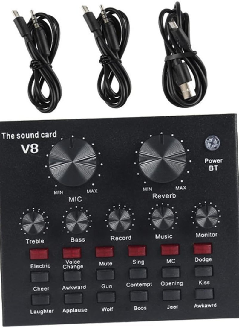 ELTRAZONE External Sound Card USB Live External Sound Mixer Board Voice Changer Sound Card with Multiple Sound Effects for Live Recording Home KTV Voice Chat  - Image 1
