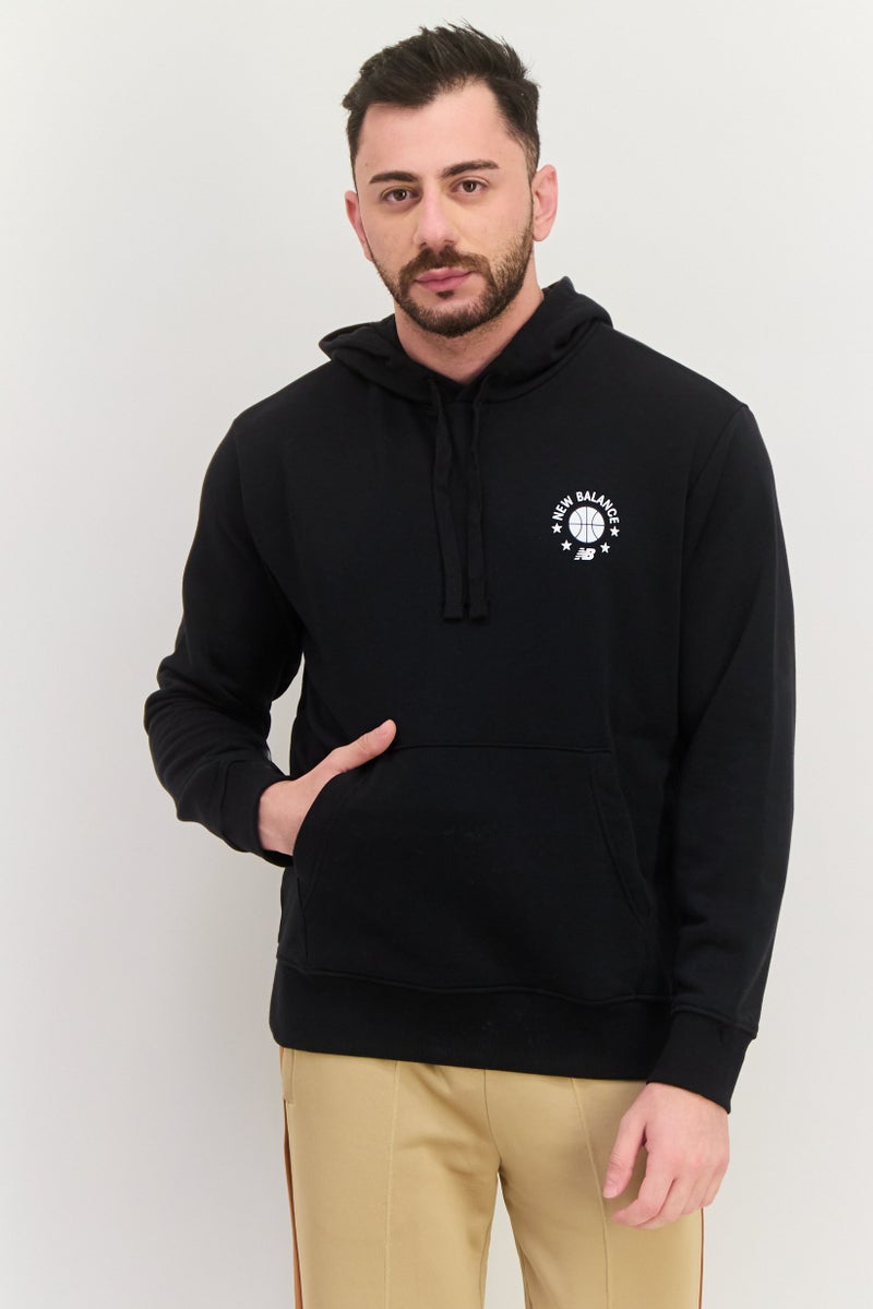 New Balance Men Relaxed  Fit Long Sleeve Outdoor Hooded Sweatshirt, Black  - Image 1
