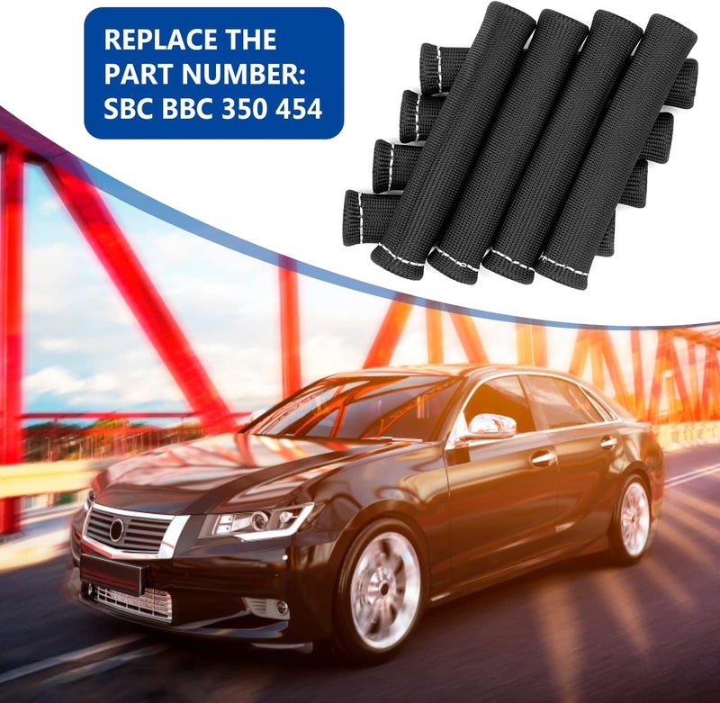 AOIT Spark Plug Wires Boots Heat Shields, 1500° Protector Covers Sleeves 6 Inch Automotive Spark Plugs Heat Shields Cover for SBC BBC 350 454 &16Pcs Stainless Steel Wire Ties (8 Pcs, Black) - Image 4