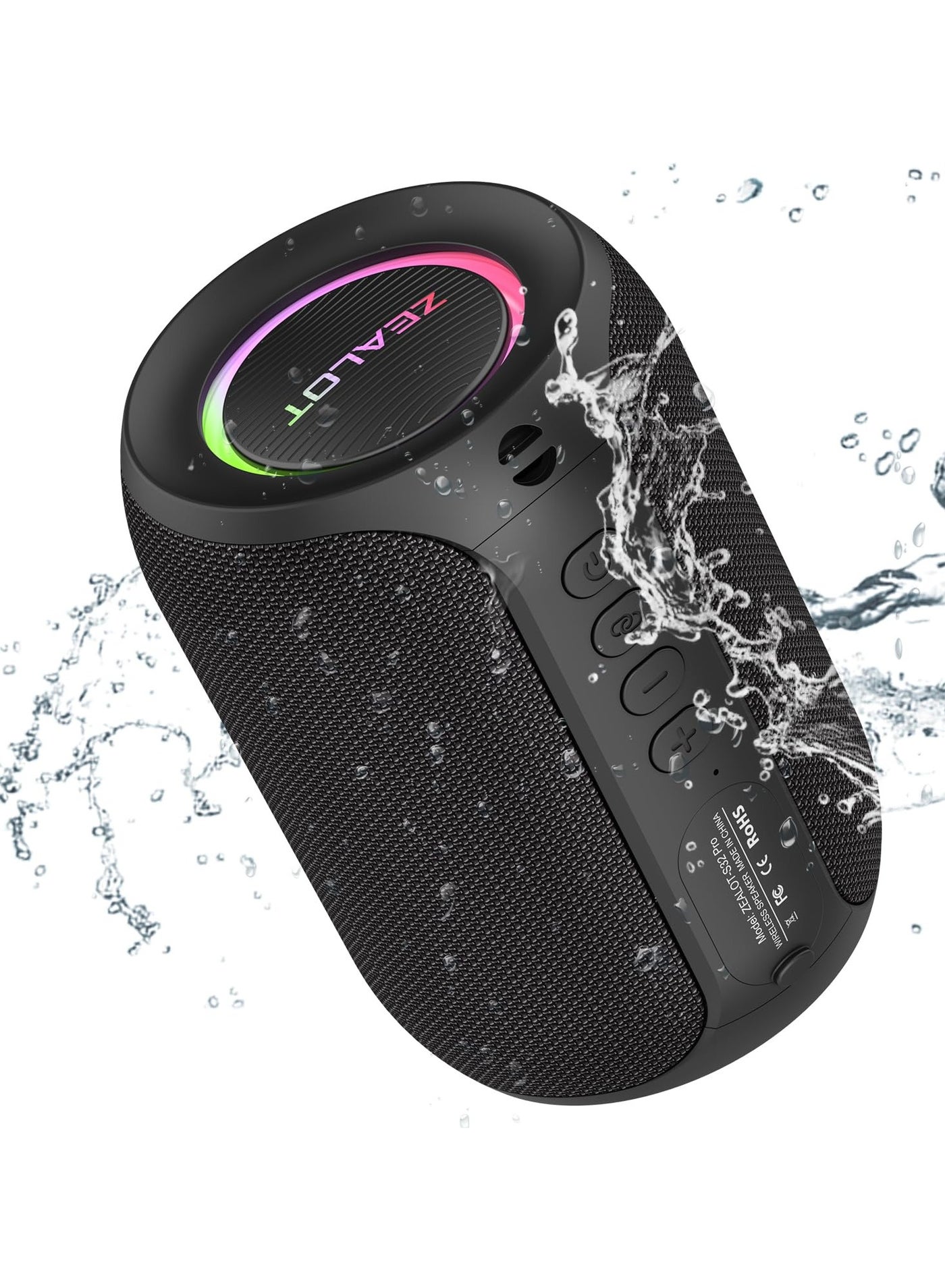 Bluetooth speaker, wireless Bluetooth speaker, 15W portable outdoor speaker, BT5.3/USB/TF/AUX, loud stereo sound, dual pairing, suitable for home parties, pools, and beaches - black
