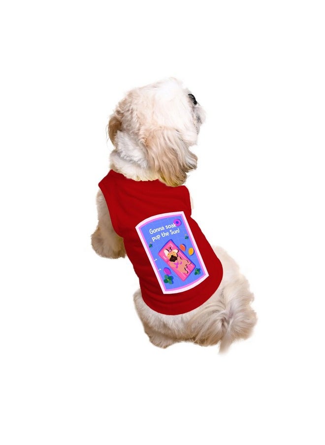 rusepin - Set Of 2 Gonna Soak Pup The Sun & Got Snacks Printed Dog Tank Round Neck Sleeveless Vest T-Shirt/Tees Apparel/Clothes/Combo Tees Gift For Dogs(Red & Navy/M (Chubby Pugs, Beagle Etc.) - Image 1