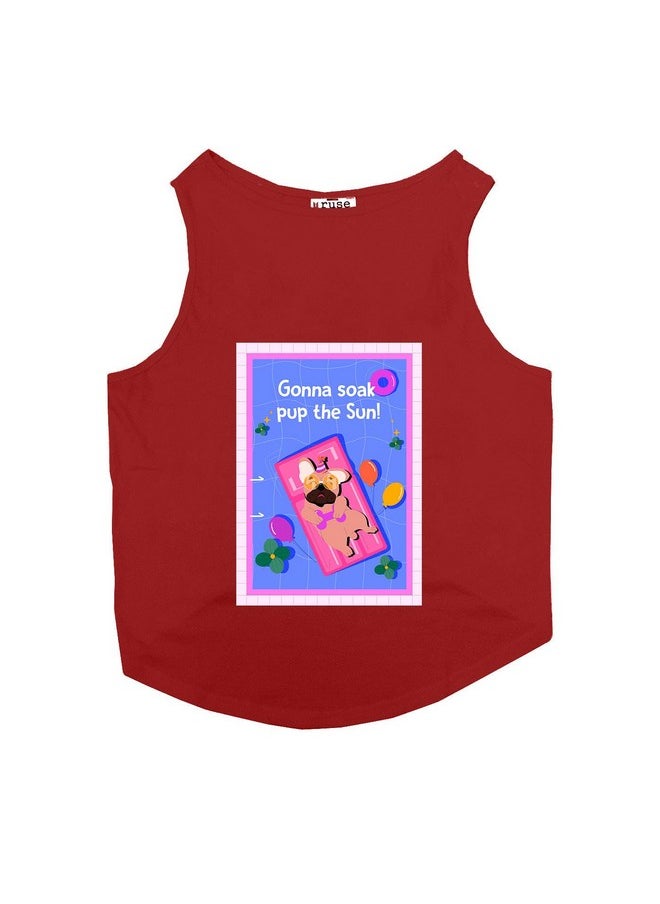 rusepin - Set Of 2 Gonna Soak Pup The Sun & Got Snacks Printed Dog Tank Round Neck Sleeveless Vest T-Shirt/Tees Apparel/Clothes/Combo Tees Gift For Dogs(Red & Navy/M (Chubby Pugs, Beagle Etc.) - Image 1