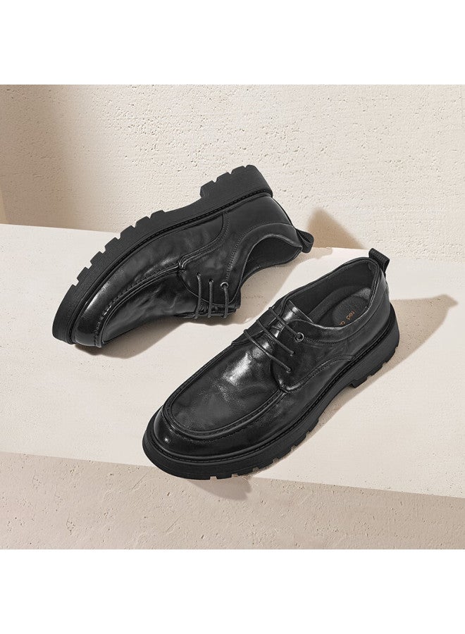 RED DRAGONFLY Hongqingting Formal Leather Shoes For Men, Spring And Autumn Men's Lace-up Thick-soled Height-increasing Shoes, Business Men's Shoes, Wta44111, Black, Size 40 - Image 3