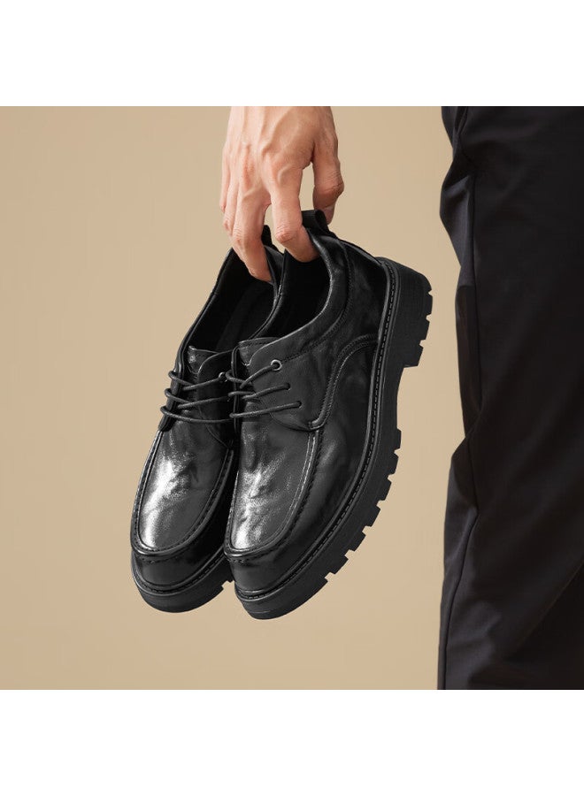 RED DRAGONFLY Hongqingting Formal Leather Shoes For Men, Spring And Autumn Men's Lace-up Thick-soled Height-increasing Shoes, Business Men's Shoes, Wta44111, Black, Size 40 - Image 4
