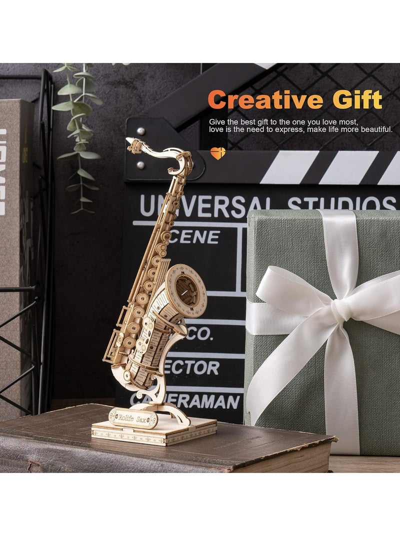 Robotime Rolife SAXOPHONE Model 3D Wooden Puzzle TG309, 3D Wooden Puzzles for Adults/Teens, Creative Home Decor, Unique Gift for Craft Hobby Adults/Teens  - Image 4