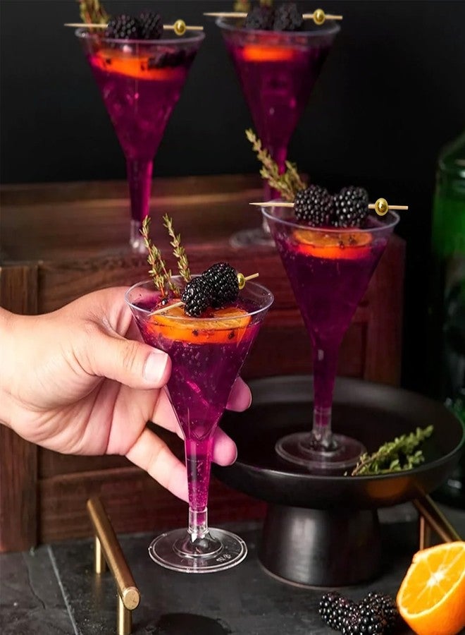 TANEMUDO 72 Pack Plastic Martini Glasses with 100 Cocktail Sticks, 6.5 oz Disposable Clear Stemmed Cocktail Cups for Party, Wine, Champagne, Margarita, Desserts, and Appetizers Reusable Dessert Cups - Image 5