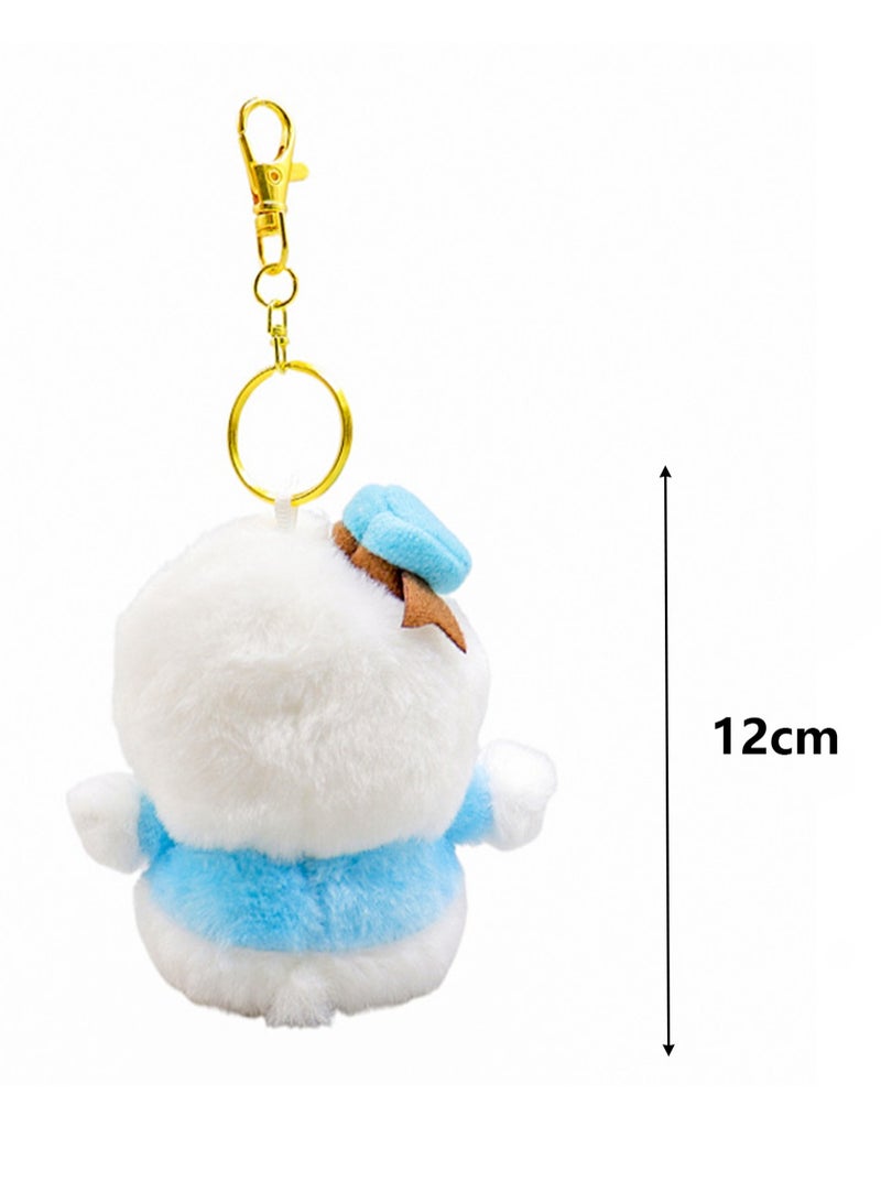 (Donald Duck) 12cm Cute Q Version Bean Eye Cartoon Plush Doll Backpack Pendant Keychain - Image 2