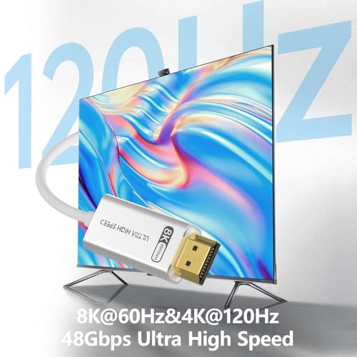 YSerendept HDMI 2.1 Cable 33ft White 4K 8K Fiber Optic HDMI Cable[8K@60Hz 4K@120Hz,48Gbps,Dynamic HDR,eARC,HDCP 2.2&2.3, 3D] Compatible with 4090,RX 7900 XTX,Monitor,PS5,Soundbar - Image 3
