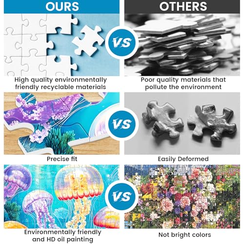 WSCXSC 300 Piece Puzzle for AdultsOcean Jellyfish Jigsaw Puzzles 300 Pieces for Adult Kids Elderly Puzzle Game Premium Cardboard Jigsaw Puzzle Challenging Puzzles Game Family Activity Birthday Gift Toy - Image 5