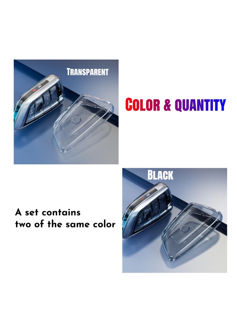 نوفولان غطاء مفتاح سيارة NOVOLAN، قطعتان، غطاء شفاف فائق النحافة، تغطية كاملة، مظهر أصلي يحمي من الغبار والحطام، مناسب لطرازات BMW، بما في ذلك X3 وX1 وX5 وX6 والسلسلة 5 الجديدة (أسود) - Image 2