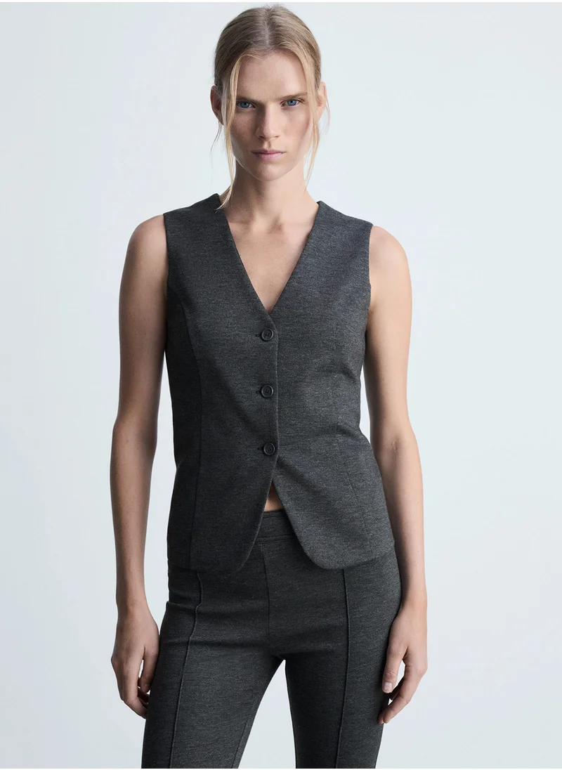 مانجو Fitted Gilet With Buttons