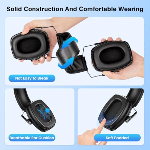 Link Dream 2Pack Shooting Ear Protection, NRR 35dB Ear Protection Hearing Protection Noise Cancelling Ear Muffs with Adjustable Headband for Gun Range Hunting - Image 3