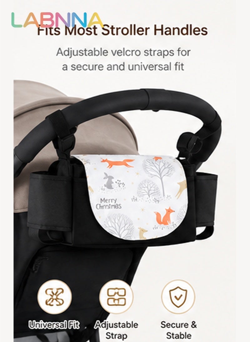 LABNNA Baby Stroller Organizer Bag with Insulated Cup Holders, Universal Stroller Caddy with Adjustable Straps, Large Capacity Baby Storage Bag for Diapers, Bottles, Wipes & Parent Essentials - Image 2