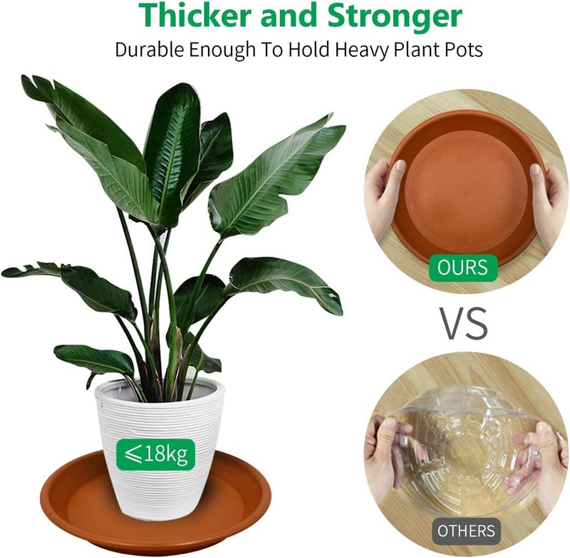 Tim Tim Agro Plant Saucers - 4 Pack of 12 inch - Durable Thicker Plastic Plant Tray Flower Pot Saucers for Outdoors Indoors Flower Pots and Planters, Terracotta - Image 3