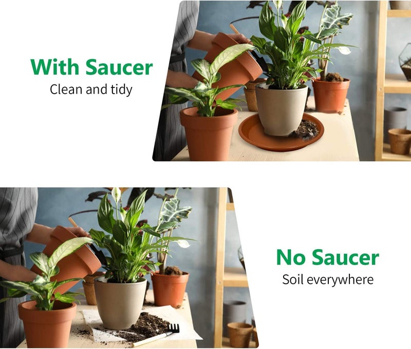 Tim Tim Agro Plant Saucers - 4 Pack of 12 inch - Durable Thicker Plastic Plant Tray Flower Pot Saucers for Outdoors Indoors Flower Pots and Planters, Terracotta - Image 4