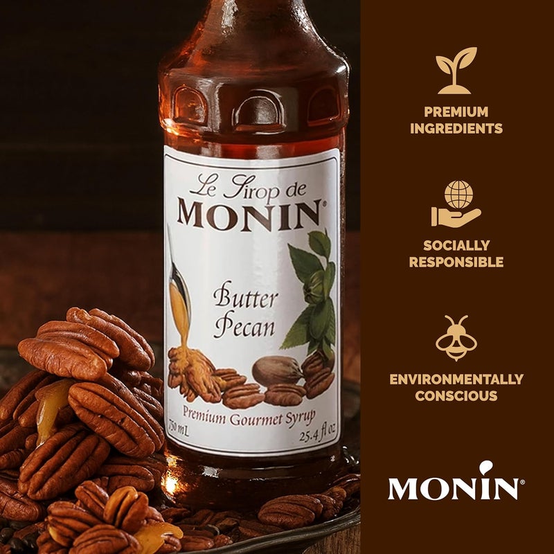 Monin Butter Pecan Syrup - Premium Gourmet Syrup for Milkshakes, Mochas, and Coffees - 750 ml Glass Bottle - Image 4