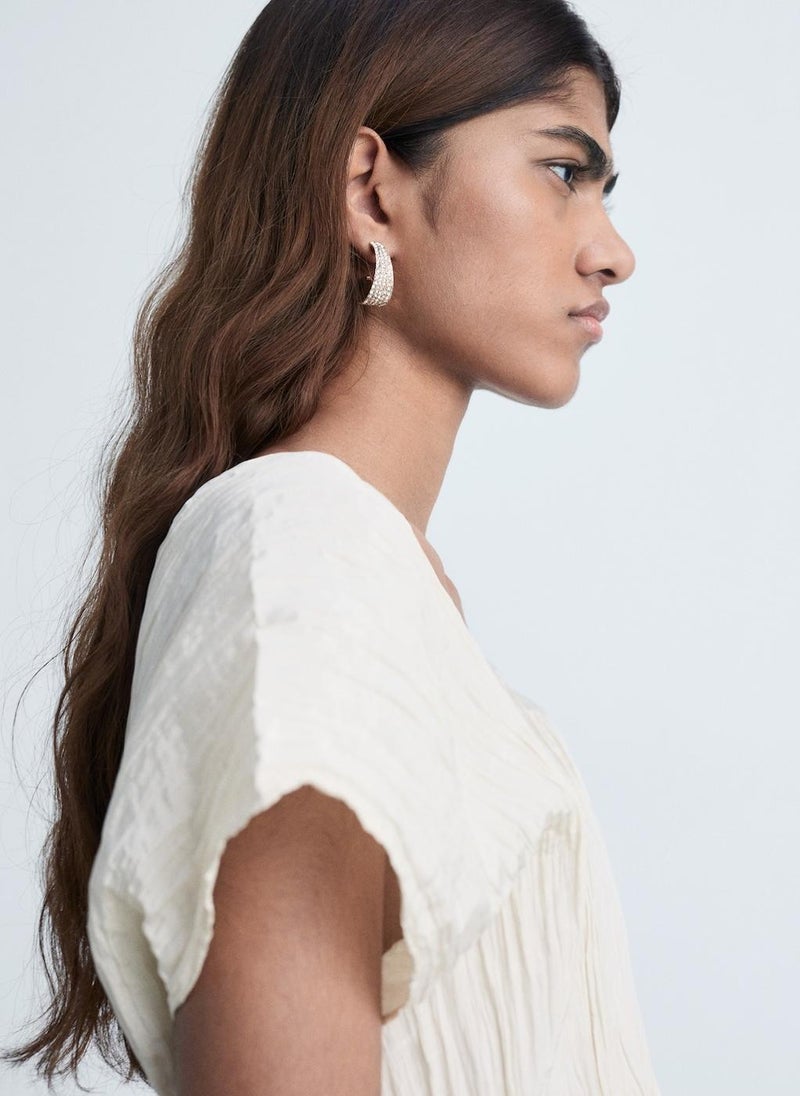MANGO - Wrinkled Effect V-Neck Top - Image 1