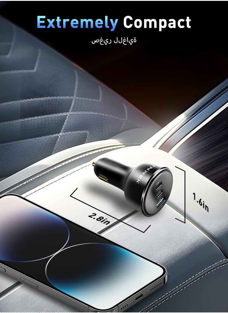 PINREK 138W USB C Car Charger, PD Charger Type C Car Charger Adapter, Fast Charging Phone Charger Adapter for iPhone 15 ,15 Pro Max, Galaxy S24 Ultra, iPad, MacBook, Huawei and more (with 100W USB C Cable)  - Image 5