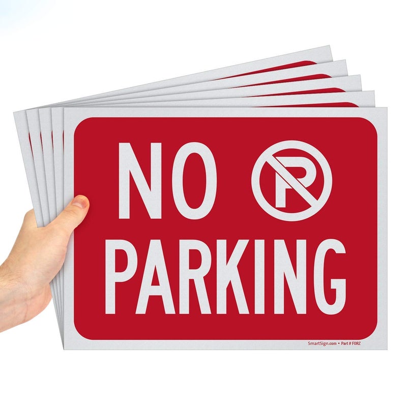 Smartsign “No Parking” Sign | 9" x 12" Polystyrene (Pack of 5) - Image 1