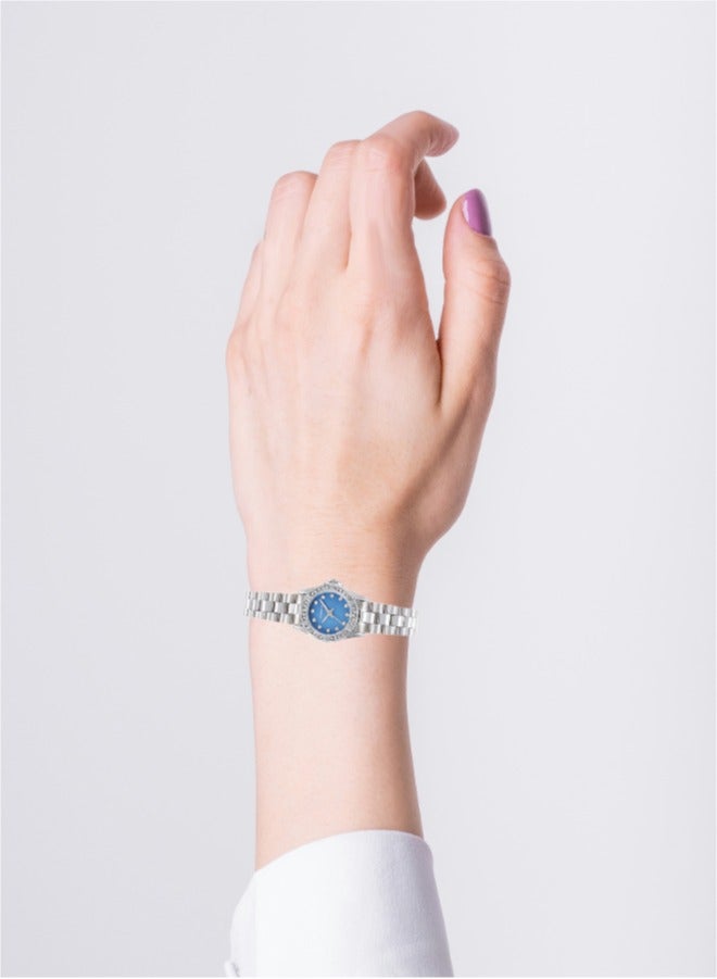 Black Moon Elegant Blackmoon Women's Watch Stylish Blue Dial Stainless Steel Band Water Resistant Perfect for Casual and Formal Wear - Image 2