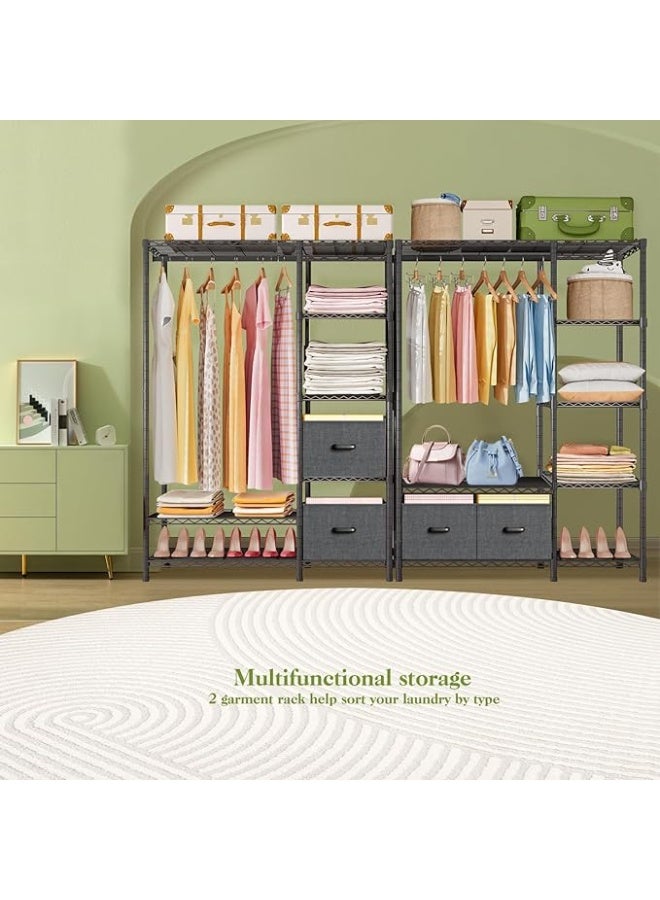 Forthcan Heavy Duty Garment Rack with Shelves, 6-Tier Wire Clothes Rack, Sturdy Metal Wardrobe Closet Organizer for Hanging Clothes (Black, 44.9"L × 15.7"W × 70.9"H, Max Load 560 lbs) - Image 5