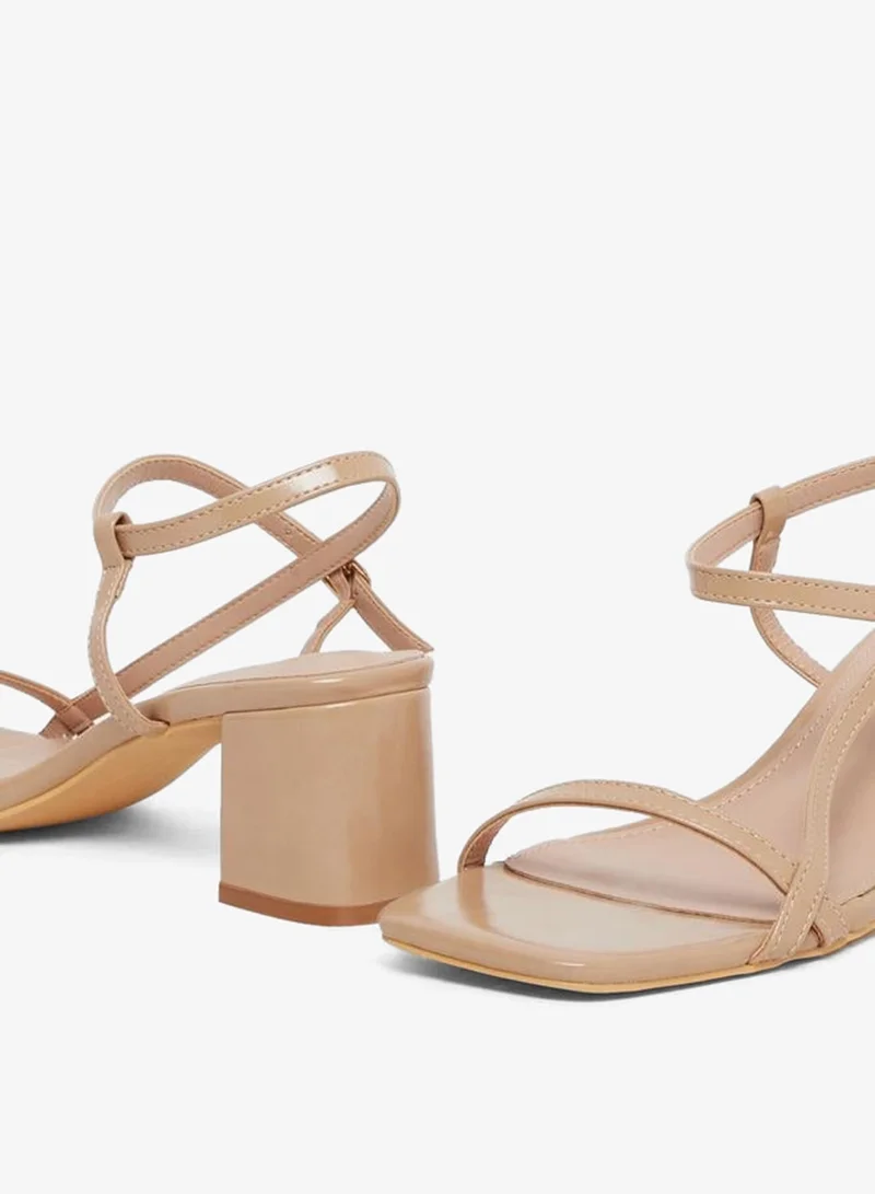 Styli Beige Beige Block Heel Slingback Sandals for Women | Best Price UAE