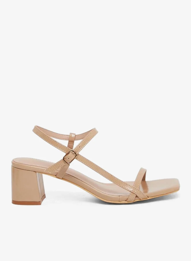 Styli Beige Beige Block Heel Slingback Sandals for Women | Best Price UAE