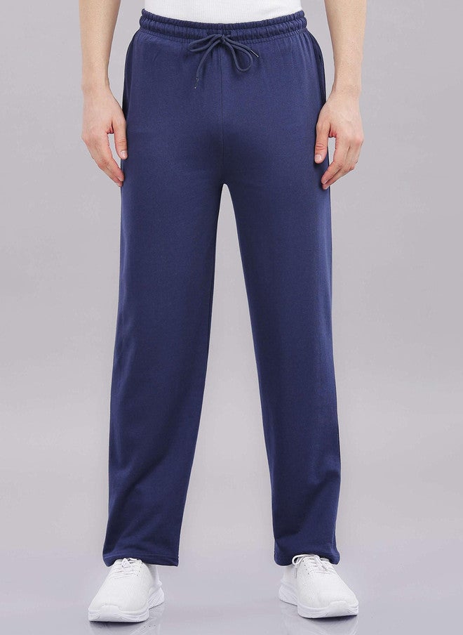 OUTLAWS Men Baggy-Fit Cotton Track Pants in Navy Blue | Color Lock Technology | No Shrinkage | Soft, Breathable & Comfortable Casual Wear - Image 1