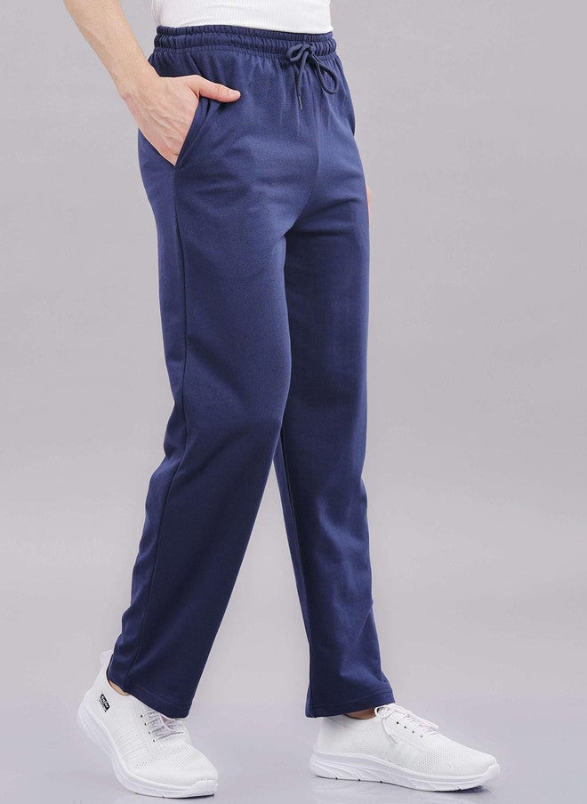 OUTLAWS Men Baggy-Fit Cotton Track Pants in Navy Blue | Color Lock Technology | No Shrinkage | Soft, Breathable & Comfortable Casual Wear - Image 2