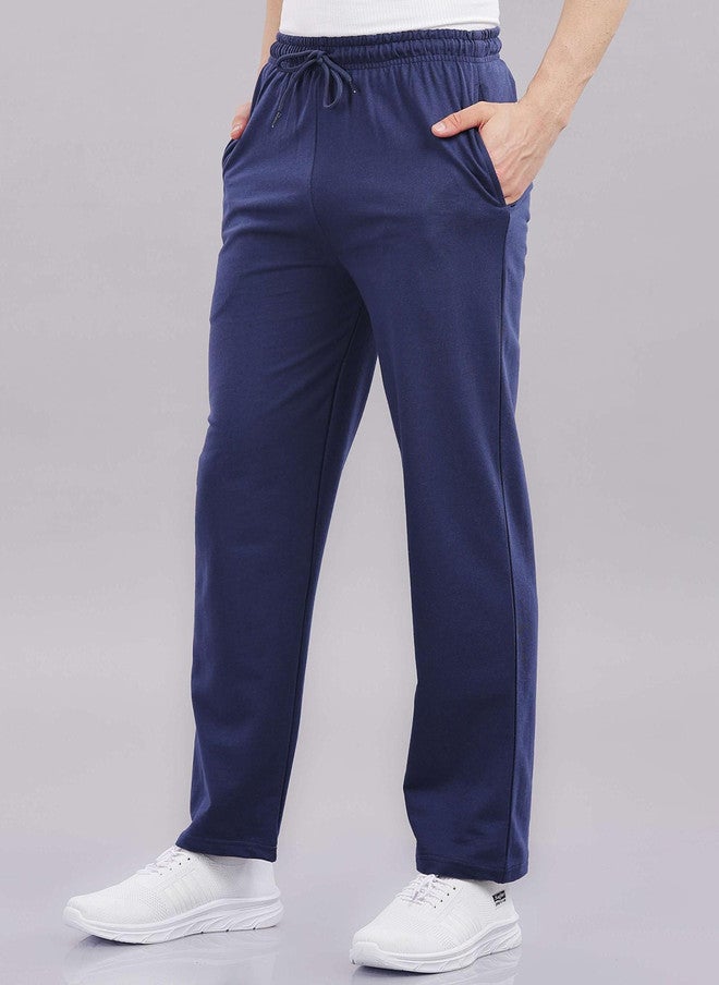 OUTLAWS Men Baggy-Fit Cotton Track Pants in Navy Blue | Color Lock Technology | No Shrinkage | Soft, Breathable & Comfortable Casual Wear - Image 3