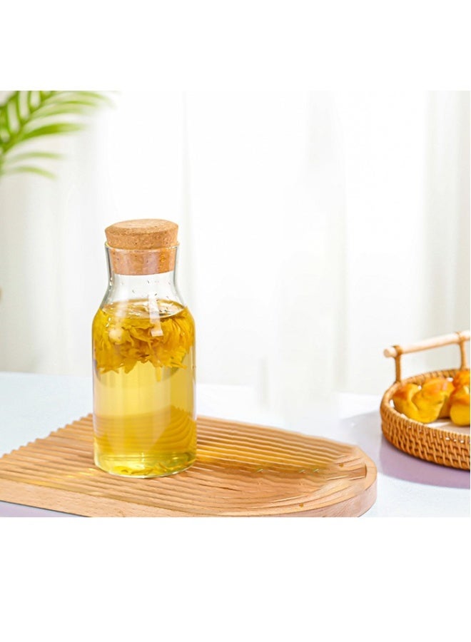 Glass Carafe Bottles 1200ml Glass Bottles with Cork Lid Heat Resistant Cold Brew Tea Water Bottle Hot Cold Beverages Laundry Detergent Milk Juice Nuts Fruits StorageBottles - Image 1