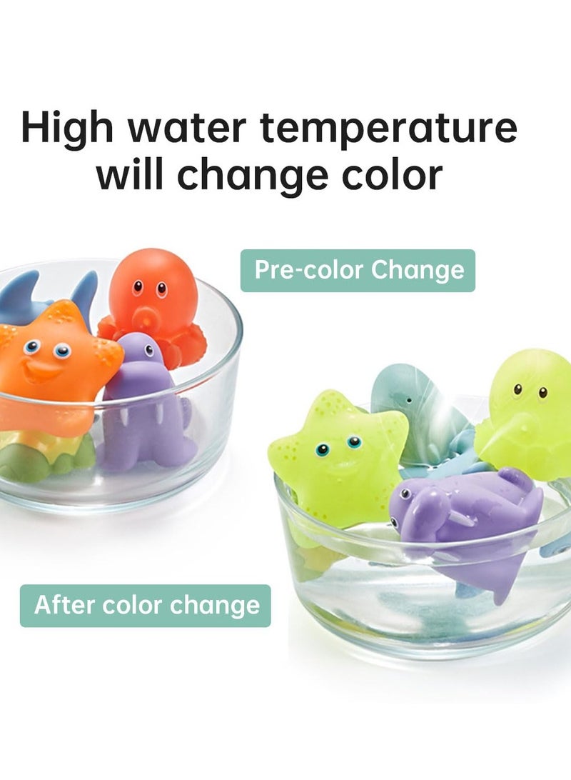 دوركو 7pcs طفل حمام ألعاب الطفل الصغير ، الصيد العائمة حقن لعبة مع منظم حقيبة ، الحيوانات البحرية طفل دش حمام سباحة رذاذ المياه لعبة هدية مع شبكة الصيد - Image 3