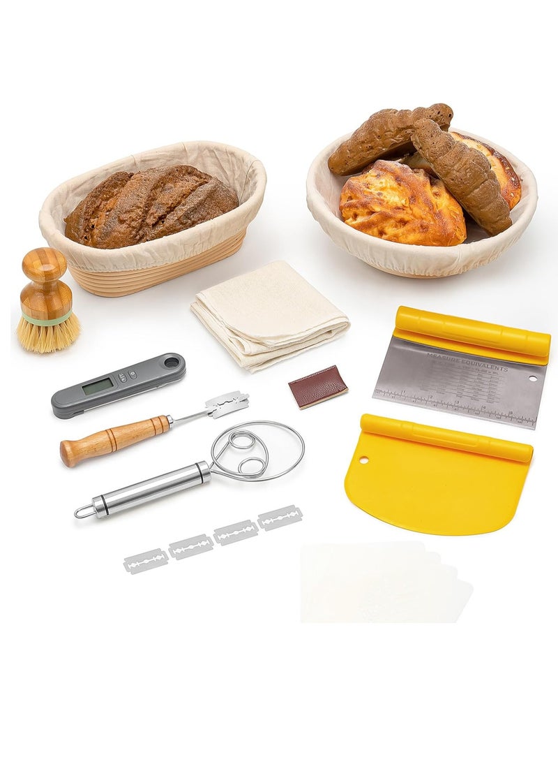 CODOGOY CODOGOY Large Banneton Proofing Basket SET, Sourdough Bread Baking Supplies (Round & Oval)  - Image 1