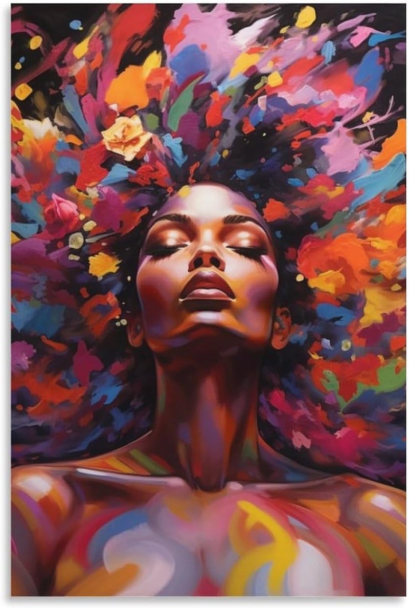 FireDeer African Woman Wall Art Canvas Painting - Image 1