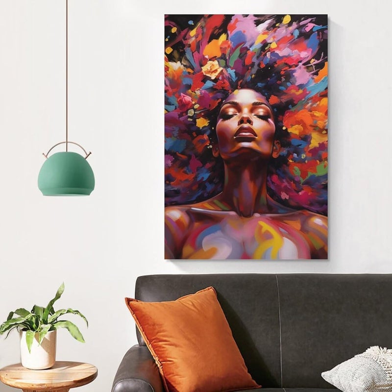 FireDeer African Woman Wall Art Canvas Painting - Image 4